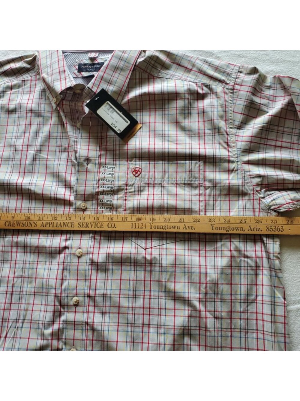Ariat Pro Series Mens XXLarge Plaid Long Sleeve Button Shirt Tan XXL 2XL - Picture 6 of 16